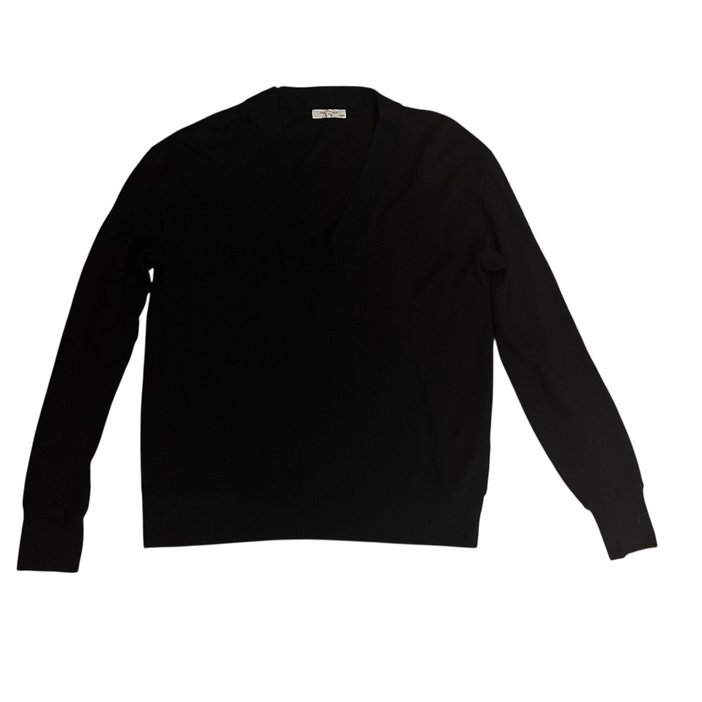 Rag‎ & Bone New York Womens Black V-Neck Long Sleeve Modal Cotton Top XS